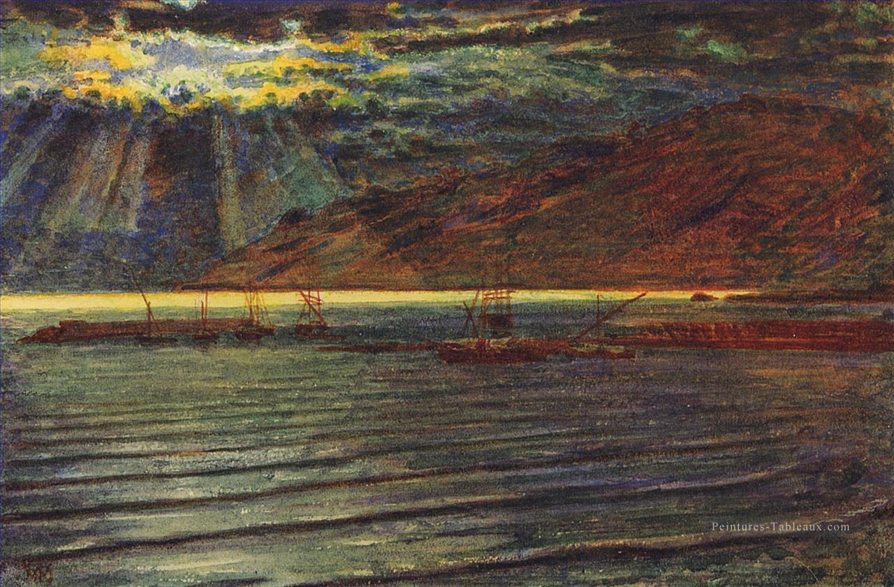 Bateaux de pêche au clair de lune anglais William Holman Hunt Peintures à l'huile